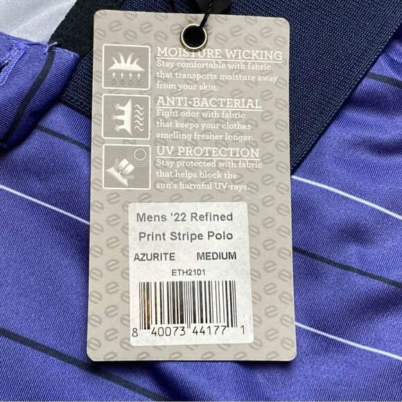 Etonic Short Sleeve Polo Purple with White Black Strip New With Tags S-Medium - Picture 5 of 9